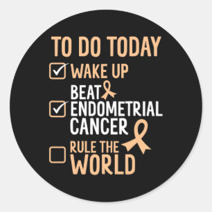 Fun Beat Endometrial Cancer Rule The World - Survi Runder Aufkleber