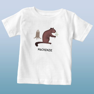 Fun Beaver Personalisierter Name Baby T-shirt