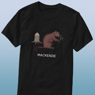 Fun Beaver Personalisierter Name T-Shirt