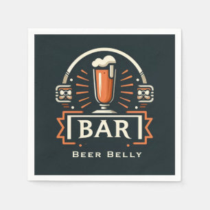 Fun Beer Bly Bar, Bier Tasse Logo Serviette