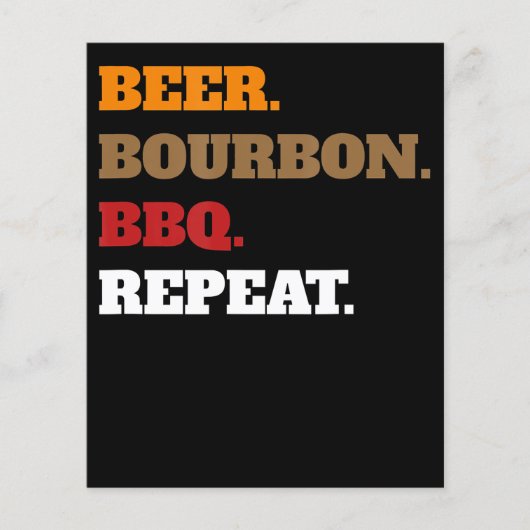 Fun Beer Bourbon Bbq Repeat Men Women Novelty Art Flyer (Vorne)