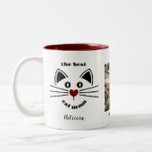 Fun Best Cat Mama Foto Name Zweifarbige Tasse (Links)