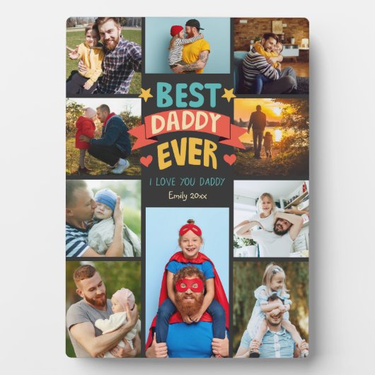 Fun Best Daddy jemals 10 Foto Collage Cartoon Schr Fotoplatte (Vorderseite)