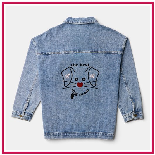 Fun Best Dog Mama Custom Monogram Jeansjacke