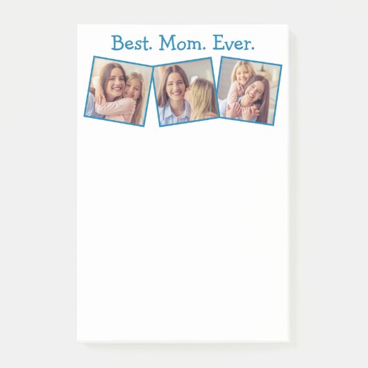 Fun Beste Mama je 4 Foto Collage Blue Notepad Post-it Klebezettel (Vorderseite)