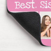 Fun Beste Schwester je 6 Foto Collage Pink weiß Mousepad (Ecke)
