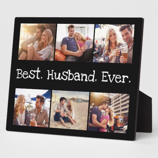 Fun Bestes Husband je 6 FotoCollage Schwarz-weiß Fotoplatte (Seite)