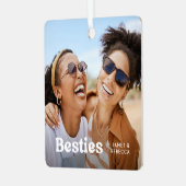 Fun Besties Foto & Name/s Keepake-Geschenk Ornament Aus Metall (Vorderseite links)
