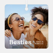 Fun Besties Foto & Name/s Keepake-Geschenk Ornament Aus Metall (Rückseite)