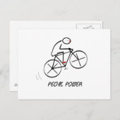 Fun Bicyclist Design mit "Pedal Power"-Text Postkarte (Vorne/Hinten)
