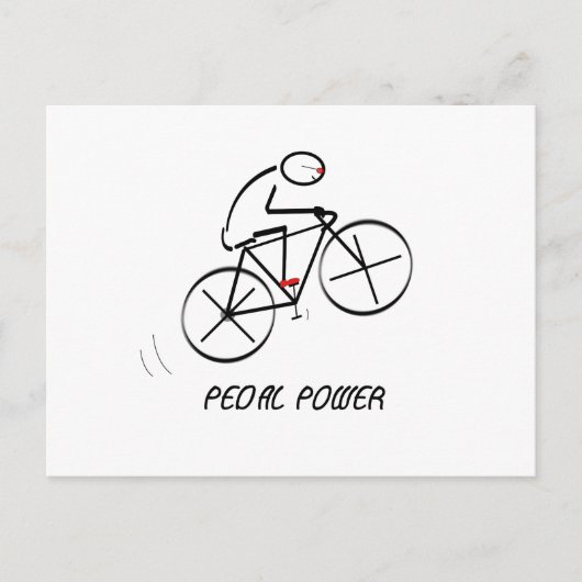Fun Bicyclist Design mit "Pedal Power"-Text Postkarte (Vorderseite)