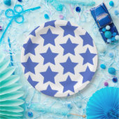 Fun, Big Navy Blue Stars Pattern - Nautik Pappteller (Party)