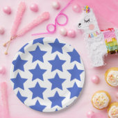 Fun, Big Navy Blue Stars Pattern - Nautik Pappteller (Party)
