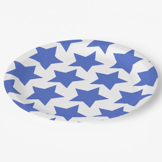 Fun, Big Navy Blue Stars Pattern - Nautik Pappteller (Schrägansicht)