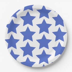Fun, Big Navy Blue Stars Pattern - Nautik Pappteller