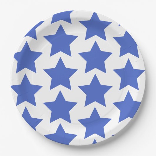 Fun, Big Navy Blue Stars Pattern - Nautik Pappteller (Vorderseite)