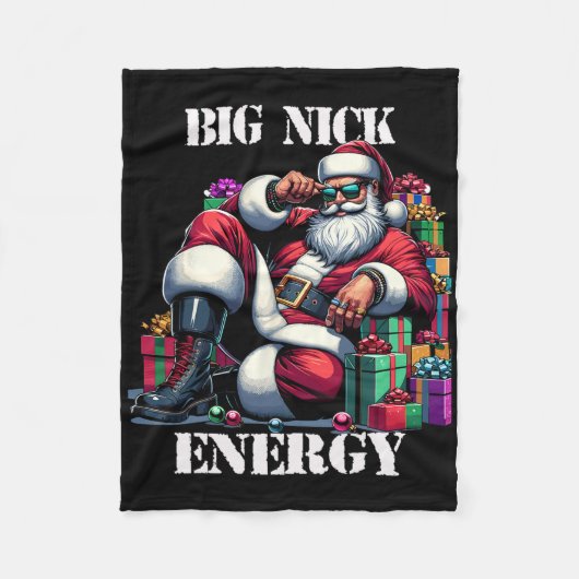 Fun Big Nick Energy Fun Santa Claus Christmas Xmas Fleecedecke (Vorderseite)