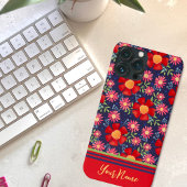 Fun Big Red Blume Navy Muster Inspirivity Case-Mate iPhone Hülle
