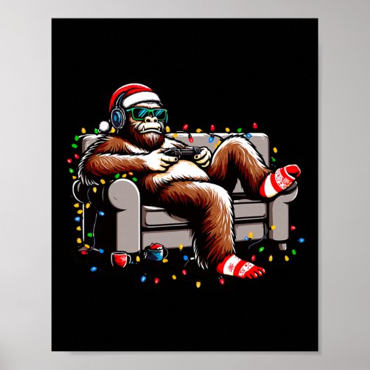 Fun Bigfoot Gamer Weihnachten Sasquatch Xmas glaub Poster (Vorne)