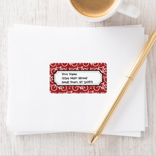 Fun Bike Route Fixie Radrennmuster Rot Adressaufkleber (Insitu)