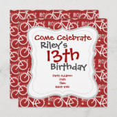 Fun Bike Route Fixie Radrennmuster Rot Einladung (Vorne/Hinten)