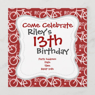 Fun Bike Route Fixie Radrennmuster Rot Einladung