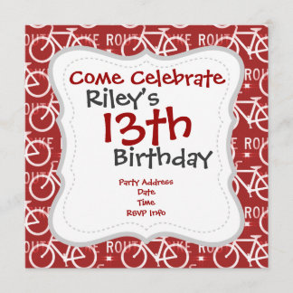 Fun Bike Route Fixie Radrennmuster Rot Einladung