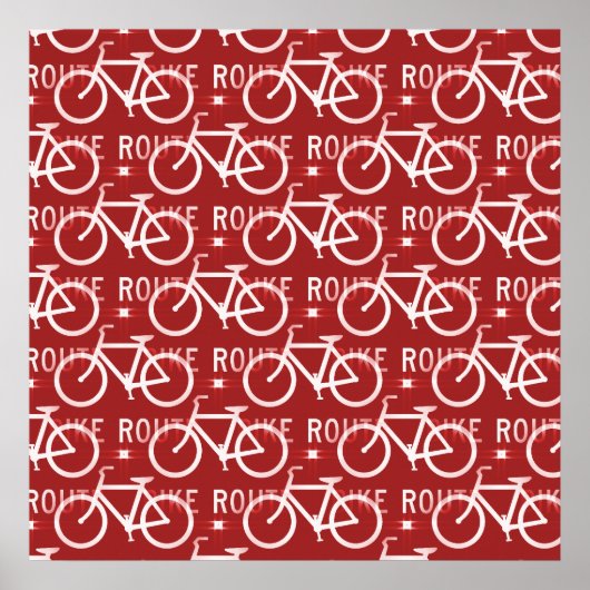 Fun Bike Route Fixie Radrennmuster Rot Poster (Vorne)
