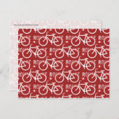 Fun Bike Route Fixie Radrennmuster Rot Postkarte (Vorne/Hinten)