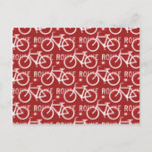 Fun Bike Route Fixie Radrennmuster Rot Postkarte (Vorderseite)