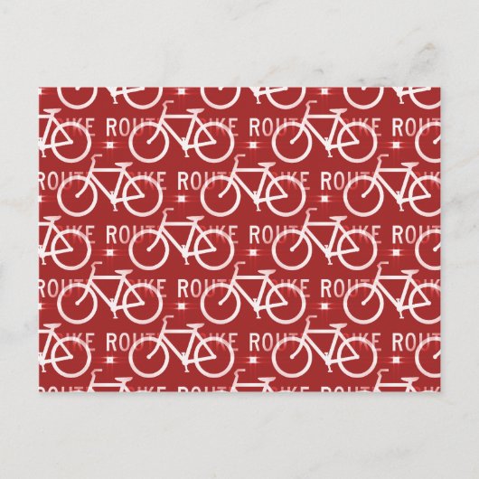 Fun Bike Route Fixie Radrennmuster Rot Postkarte (Vorderseite)