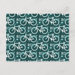 Fun Bike Route Fixie Radtour Muster Postkarte