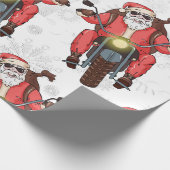 Fun Biker Santa Snowflake Geschenkpapier (Ecke)