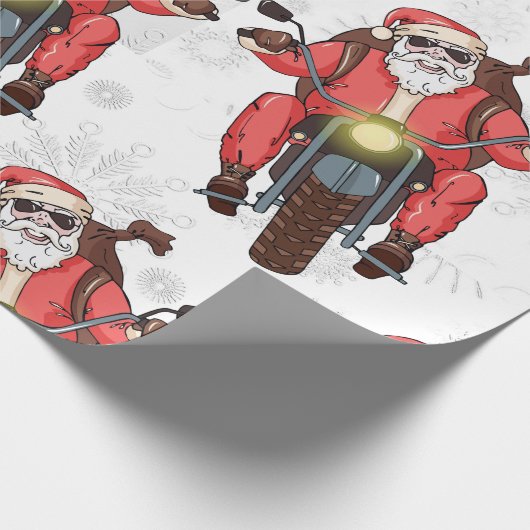 Fun Biker Santa Snowflake Geschenkpapier (Ecke)