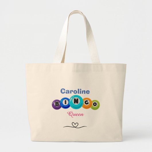 Fun Bingo Queen Editable Name Jumbo Stoffbeutel (Vorne)