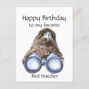 Fun Bird Watcher Birthday Pun Hawk Binoculars Postkarte