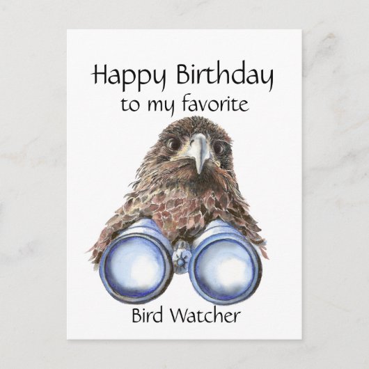 Fun Bird Watcher Birthday Pun Hawk Binoculars Postkarte (Vorderseite)
