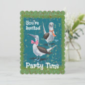 Fun Birthday Backyard Barbecue Party Invitation Einladung (Stehend Vorderseite)
