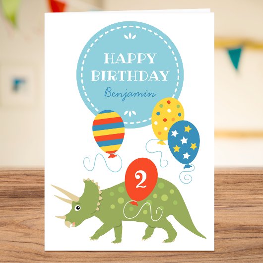 Fun Birthday Balloons Dinosaur Individuelle Name A Karte