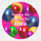 Fun Birthday Balloons Personalisiert Gefallen Runder Aufkleber (Vorderseite)