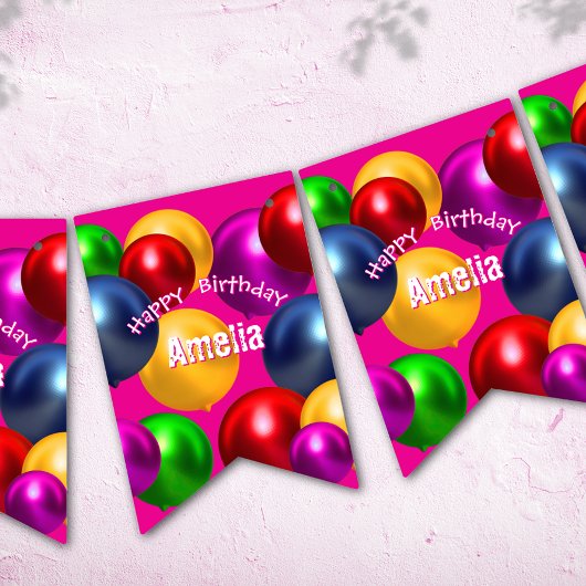 Fun Birthday Balloons Personalisiert Wimpelkette