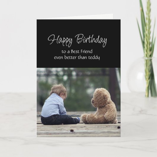 Fun Birthday Best Friend Cute Teddy Bear Karte (Vorderseite)