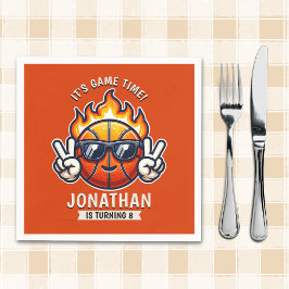 Fun Birthday Boy with Basketball Theme Serviette