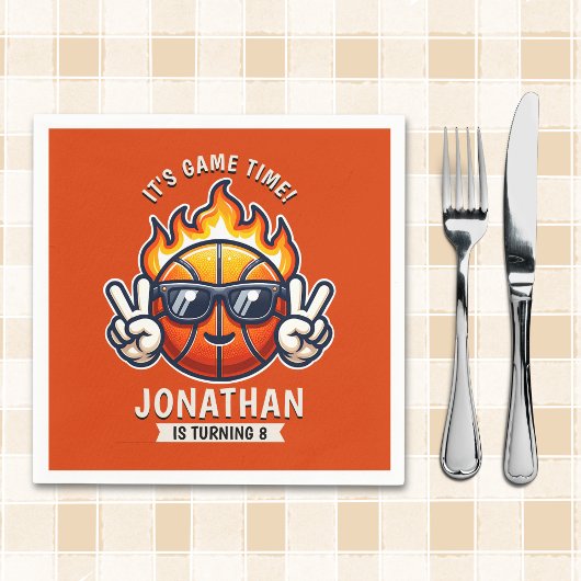 Fun Birthday Boy with Basketball Theme Serviette