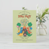 Fun Birthday Dino Party Dinosaur Invitation Einladung (Stehend Vorderseite)