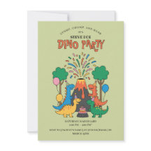 Fun Birthday Dino Party Dinosaur Invitation
