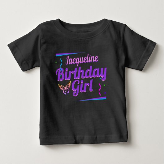 Fun Birthday Girl mit Babyname Baby T-shirt (Vorderseite)