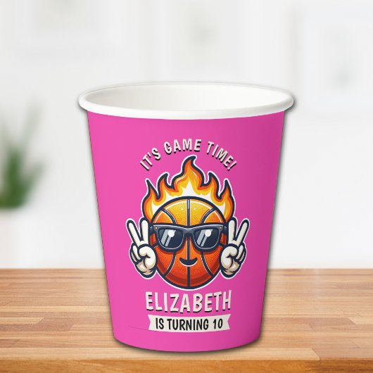 Fun Birthday Girl with Basketball Theme Pappbecher