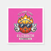 Fun Birthday Girl with Basketball Theme Serviette (Vorderseite)