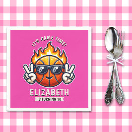 Fun Birthday Girl with Basketball Theme Serviette